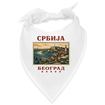 Serbien Belgrad Vintage Reisemarke - Bandana - Weiß - Vorne