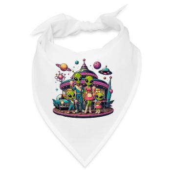 Alien Familie im Space-Diner - Bandana - Weiß - Vorne