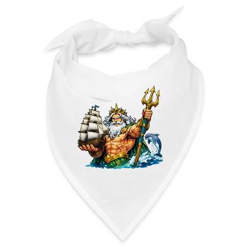Neptun mit Seegelschiff - Bandana - Weiß - Vorne
