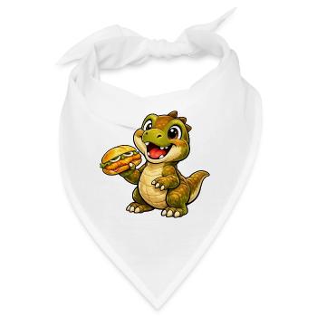 Dino mit Fischbrötchen - Bandana - Weiß - Vorne