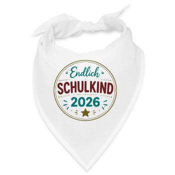 Endlich Schulkind 2026 Badge - Bandana - Weiß - Vorne