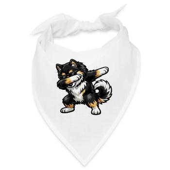 Dabbing Finnischer Lapphund - Bandana - Weiß - Vorne