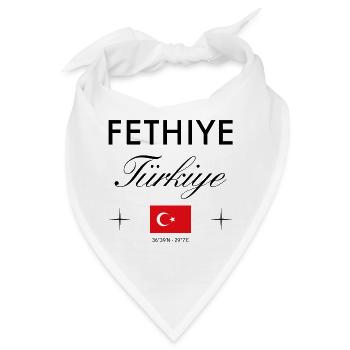 Fethiye Türkei Koordinaten Reise Souvenir - Bandana - Weiß - Vorne
