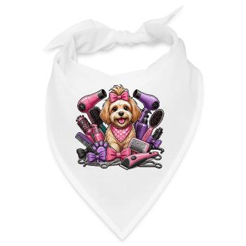 Frisierhund Glam Pink und Lila Styling - Bandana - Weiß - Vorne