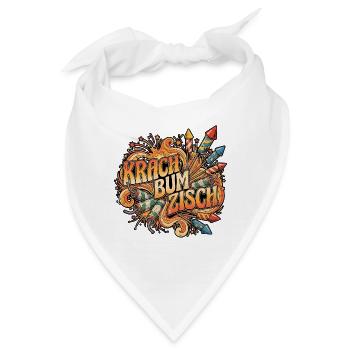 Silvester Feuerwerk Krach Bum Zisch - Bandana - Weiß - Vorne