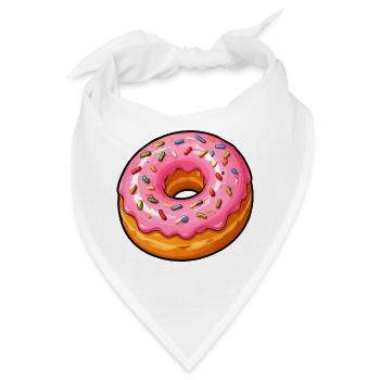 Pink Zuckerguss Donut mit Streuseln - Bandana - Weiß - Vorne