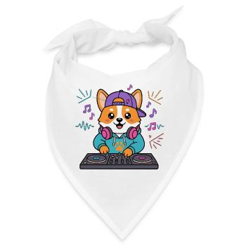 Süßer Corgi-DJ mit Kopfhörern Lustiger Musikliebhaber - Bandana - Weiß - Vorne