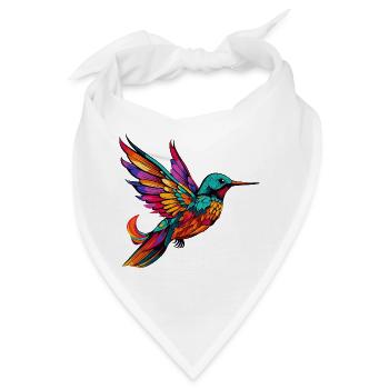 Bunter Kolibri Farbenglanz - Bandana - Weiß - Vorne