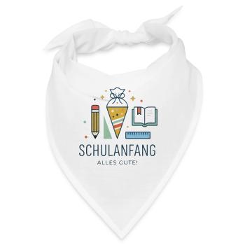 Schulanfang Motiv: Erstes Schuljahr - Bandana - Weiß - Vorne