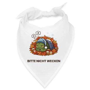Schlafende Herbstschildkröte im Laub - Bandana - Weiß - Vorne
