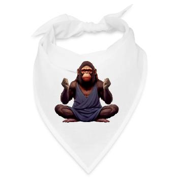 Affen Yoga / Yogi Affe - Bandana - Weiß - Vorne