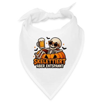 Skelettiert aber entspannt – Halloween - Bandana - Weiß - Vorne