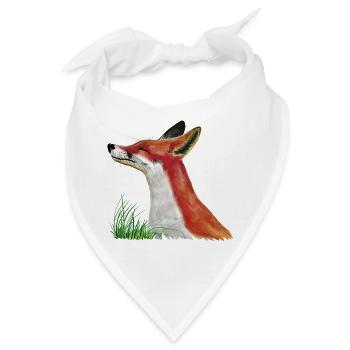 Fuchs schnuppert im Gras - Bandana - Weiß - Vorne