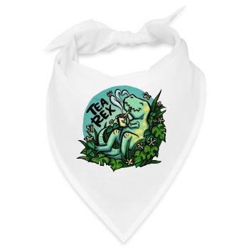 Tea Rex - Türkis -  (NO AI / Ohne KI) - Bandana - Weiß - Vorne