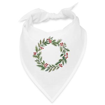 Minimalistisches Weihnachtskranz-Aquarell - Bandana - Weiß - Vorne