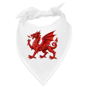 Walisischer Roter Drache - Bandana - Weiß - Vorne