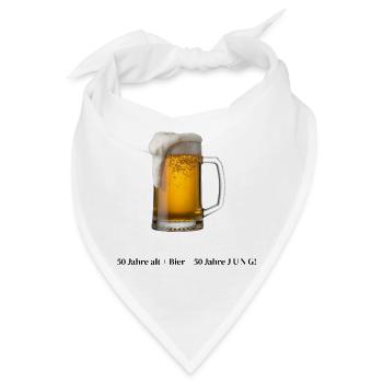 50 Jahre alt+Bier=50 Jahre JUNG, lustiges Design - Bandana - Weiß - Vorne