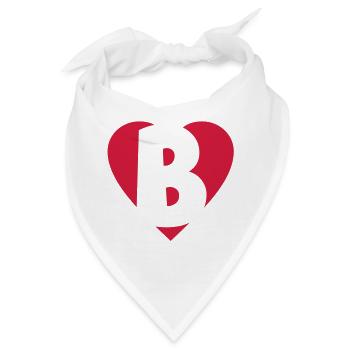 Herz B - I love B - Buchstabe B - Bandana - Weiß - Vorne