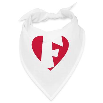 I love F - Herz F - Buchstabe F - Bandana - Weiß - Vorne
