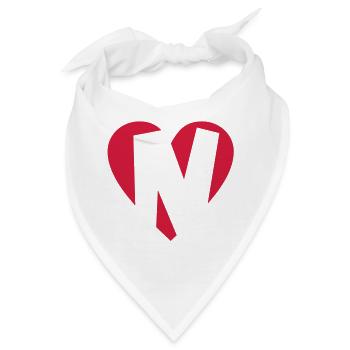 Herz N - I Love N - Buchstabe N - Bandana - Weiß - Vorne