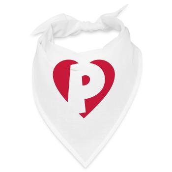 Herz P - I love P - Buchstabe P - Bandana - Weiß - Vorne