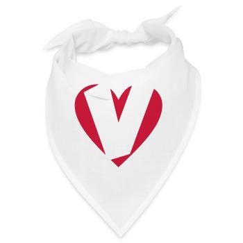 Herz V - I love V - Buchstabe V - Bandana - Weiß - Vorne