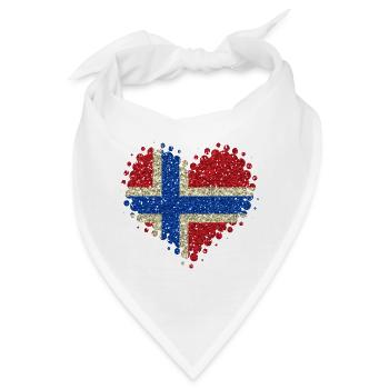 Ich Liebe Norwegen - Fahne Glitzer Nationalfarben - Bandana - Weiß - Vorne