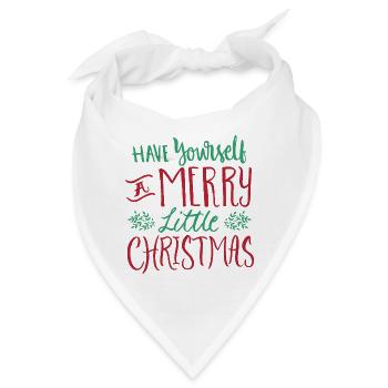 Weihnachten Merry little Christmas Efeu Geschenk - Bandana - Weiß - Vorne