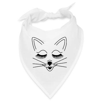 Maus Katze Katzenfreund Miezekatze niedlich süß - Bandana - Weiß - Vorne