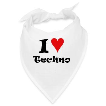 I love Techno - Bandana - Weiß - Vorne