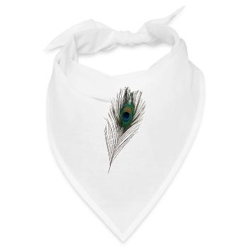 Pfauenfeder, Pfau,Vogel - Bandana - Weiß - Vorne