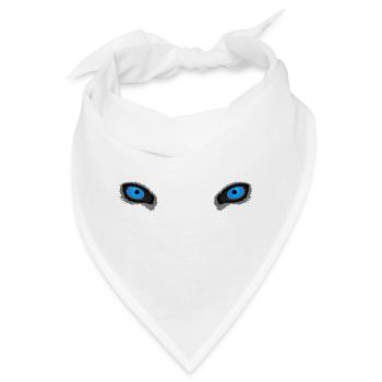 Tiefblaue Wolfsaugen - Bandana - Weiß - Vorne