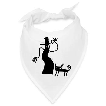 Hexe Katze Halloween Geschenk gruselig Silhouette - Bandana - Weiß - Vorne