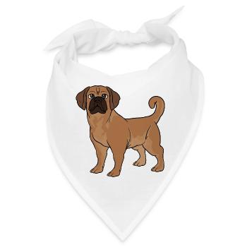 Puggle Beagle Mops Hund - Bandana - Weiß - Vorne