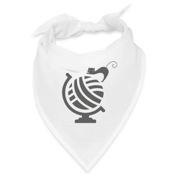 Cute Cat on Globe - Bandana - Weiß - Vorne
