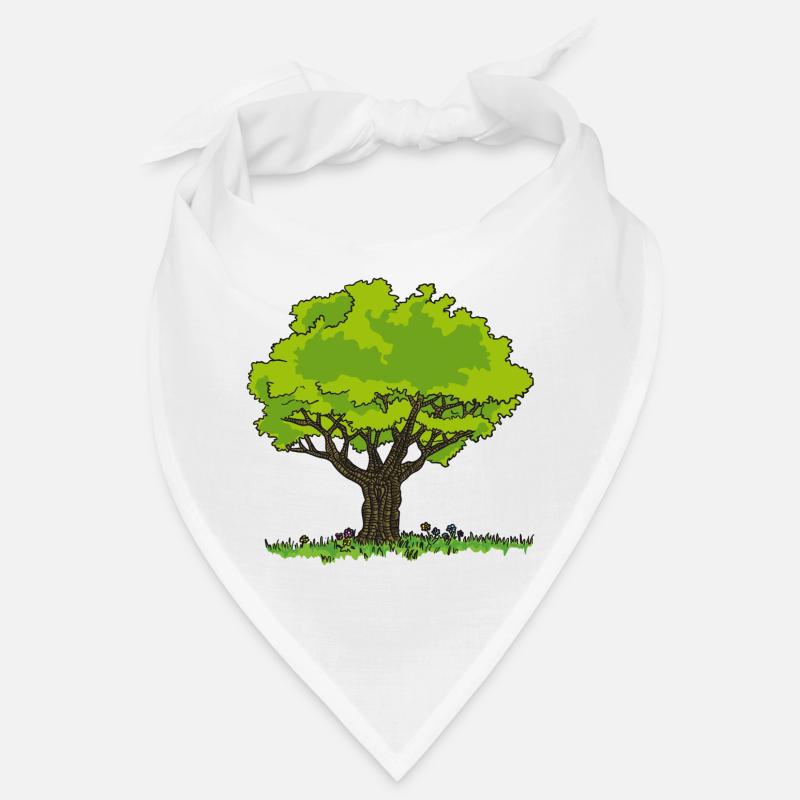 Dessin arbre pré et fleurs Bandana