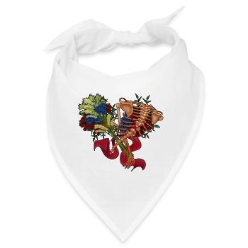 floral Wirbelsäule - Bandana - Weiß - Vorne