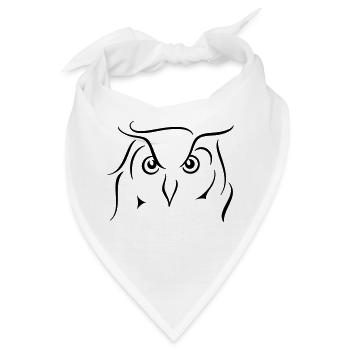 Uhu - Strichzeichnung Geschenkidee Geschenk - Bandana - Weiß - Vorne
