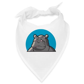 Hippo Nilpferd - Bandana - Weiß - Vorne