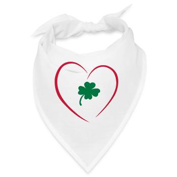 Valentine mit Herz und Kleeblatt - Bandana - Weiß - Vorne
