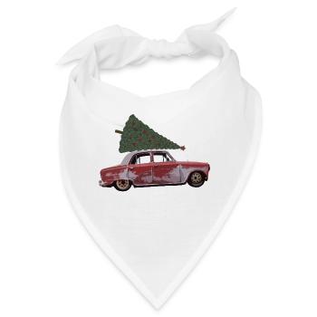 Oldtimer mit Tannenbaum - Bandana - Weiß - Vorne