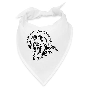 Labradoodle Kopf - Bandana - Weiß - Vorne