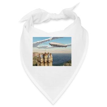 Schottisches Schloss und Zeppelin - Bandana - Weiß - Vorne
