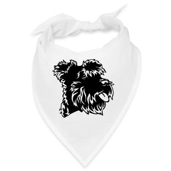 Zwergschnauzer Kopf - Bandana - Weiß - Vorne