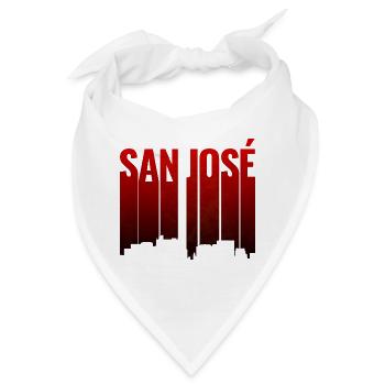 San José Skyline Rot Silhouette - Bandana - Weiß - Vorne