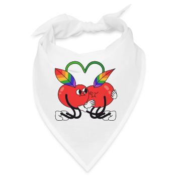 Kirsche, queer, Kirsche, Umarmung - Bandana - Weiß - Vorne