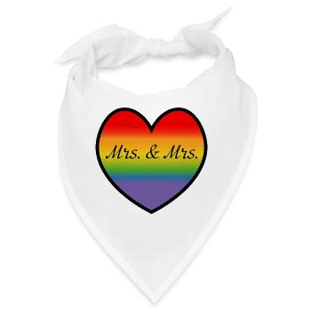 LGBT Mrs and Mrs Regenbogenherz lesbische Hochzeit - Bandana - Weiß - Vorne