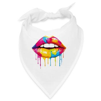 Lippen Bunt Lippenstift Kussmund Pop Art Kunst - Bandana - Weiß - Vorne