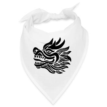 Chinesischer Drachenkopf (Schwarz) - Bandana - Weiß - Vorne