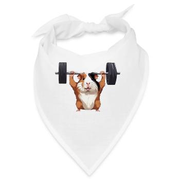 Meerschweinchen beim Kraftsport - Bandana - Weiß - Vorne